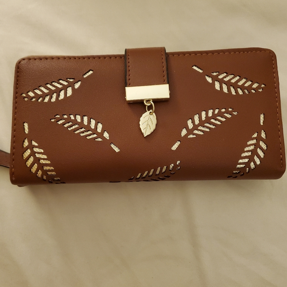 Brown and gold leaf wallet